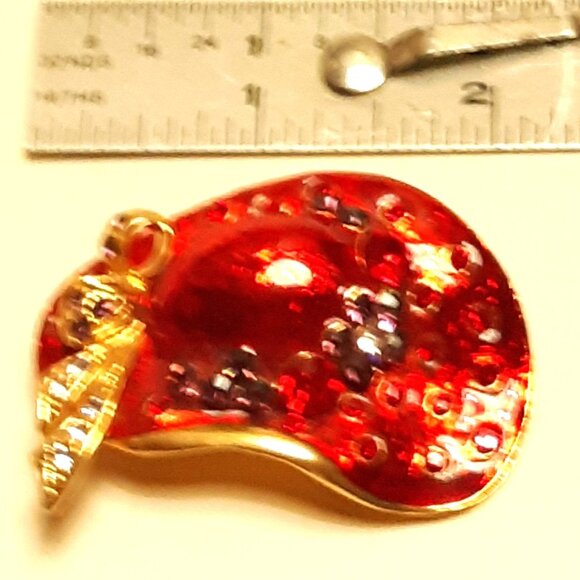 Red Hat Society Red Enamel Brooch Rhinestones Gold-Tone - Picture 5 of 6